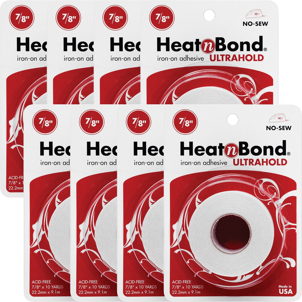 Multipack of 08 - HeatnBond Ultrahold Iron-On Adhesive-.875"X10yd